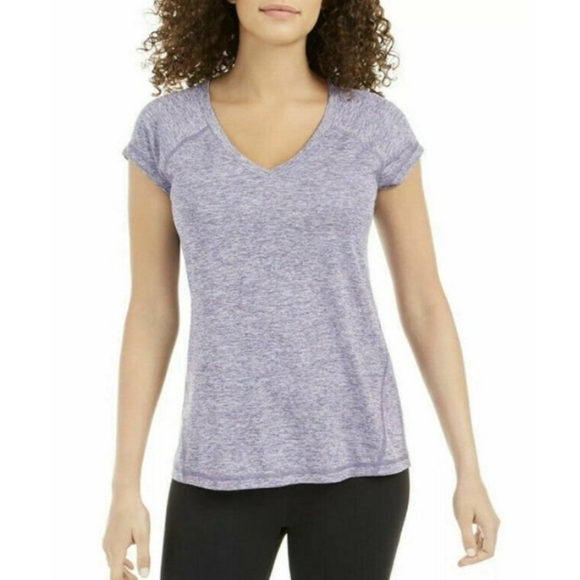 Ideology Women's Rapidry Short Sleeve V-Neck Top Heathered Purple 1X - Picture 1 of 6